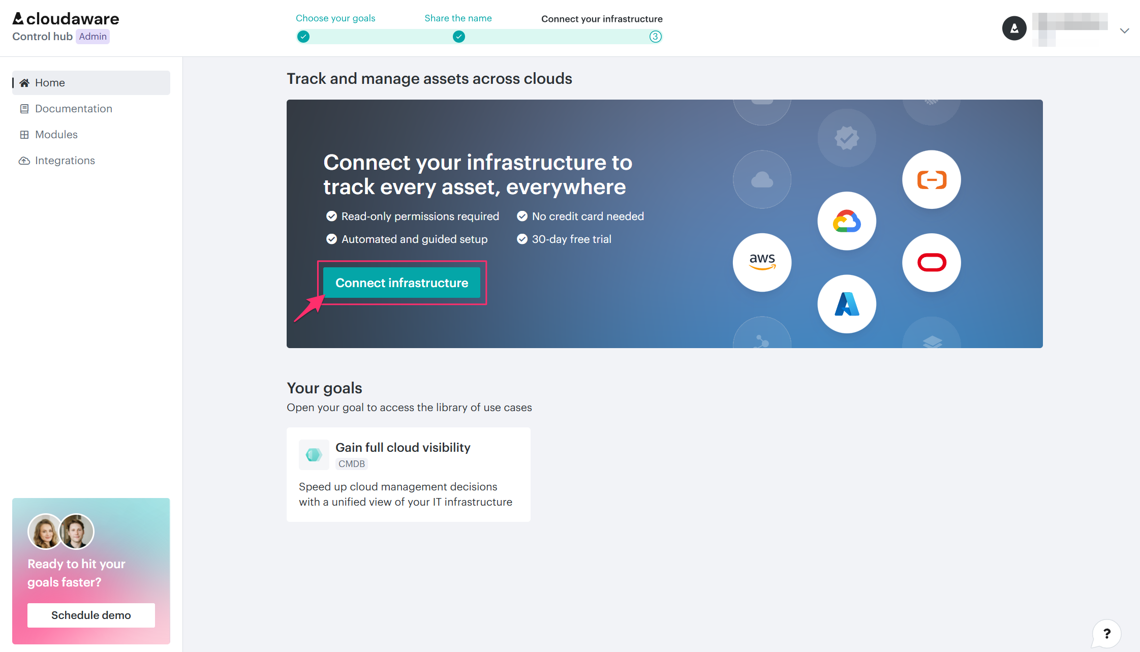 Starting Cloudaware Trial - Portal - connect infrastructure.png