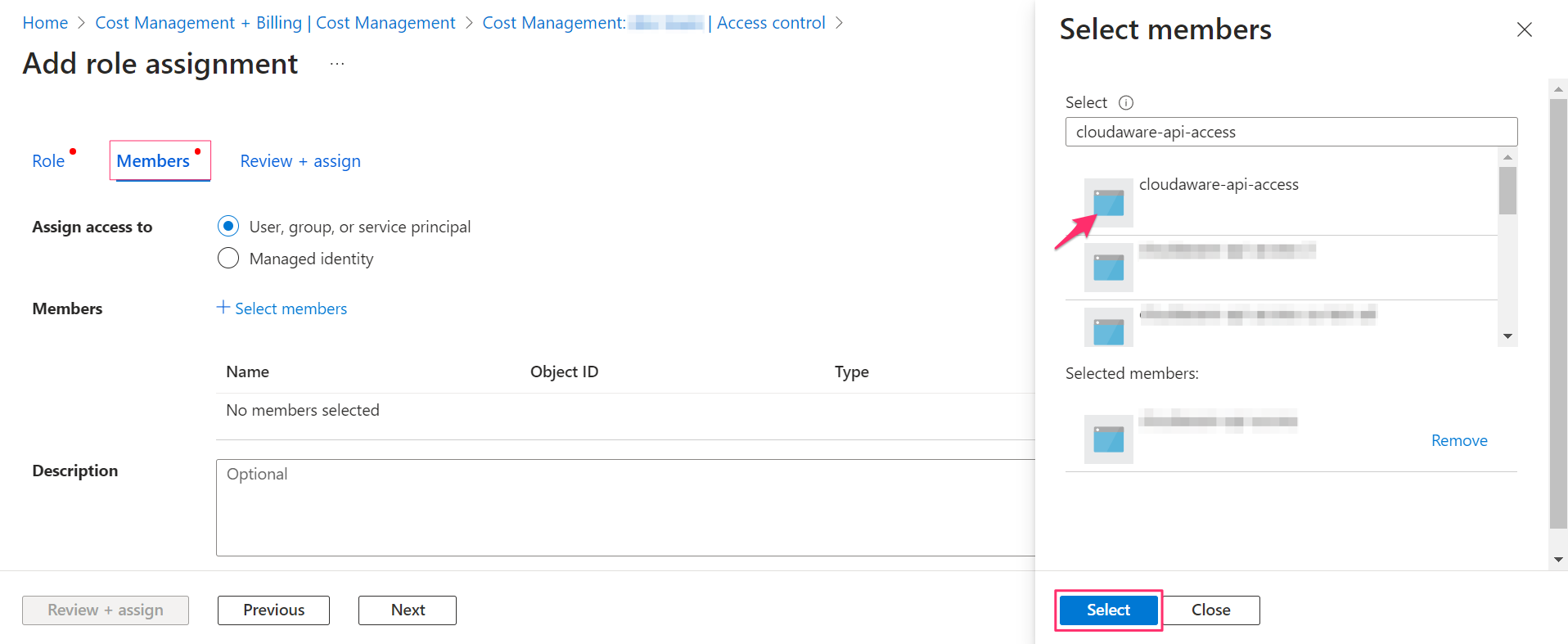 az billing role assignment