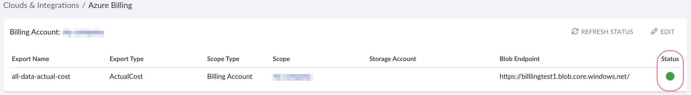 Azure Billing - Billing Account Level Export Discovery - status.png