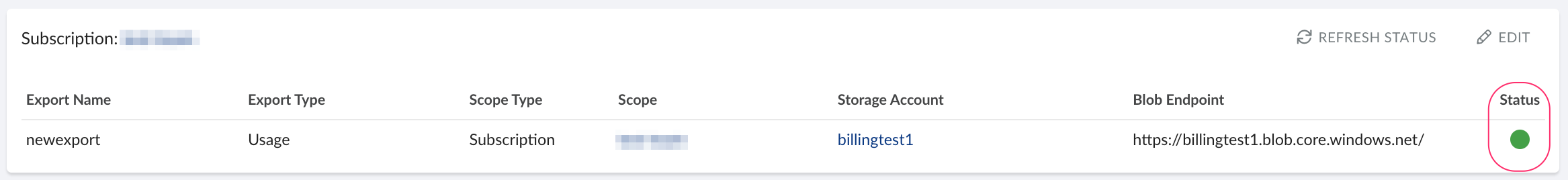 Azure Billing - Subscription Level Export Discovery - status.png
