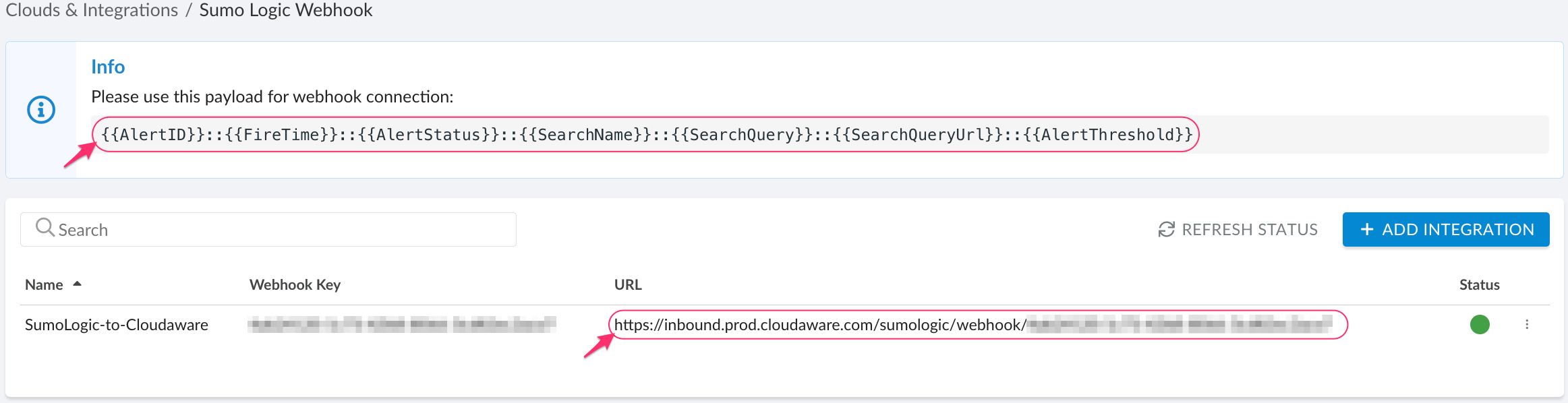 Sumo Logic Webhook - copy payload and URL.png