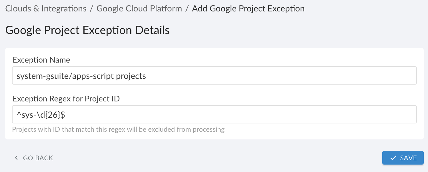 Google Cloud Platform - Managing Projects and Service Accounts - Projects Blacklist - exception details.png