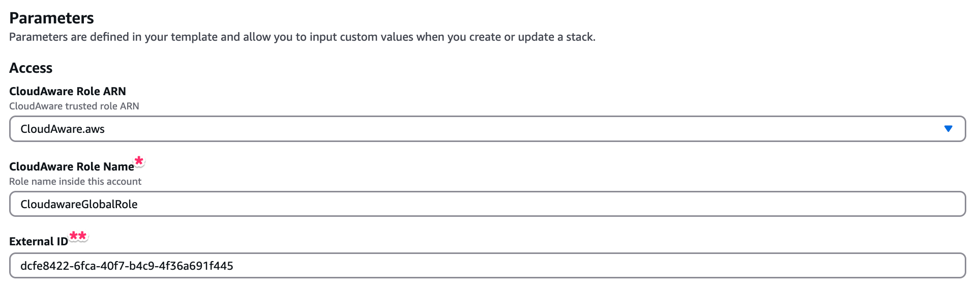 AWS Organizations - setup in AWS - access parameters.png