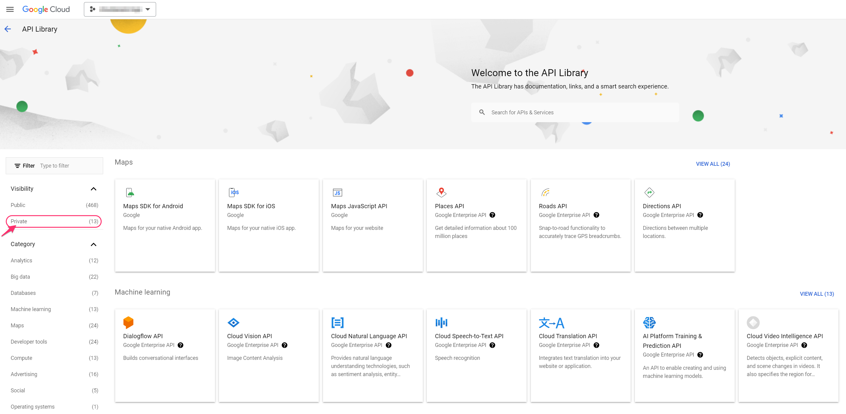 adding cloud accounts - get API key - filter by private.png