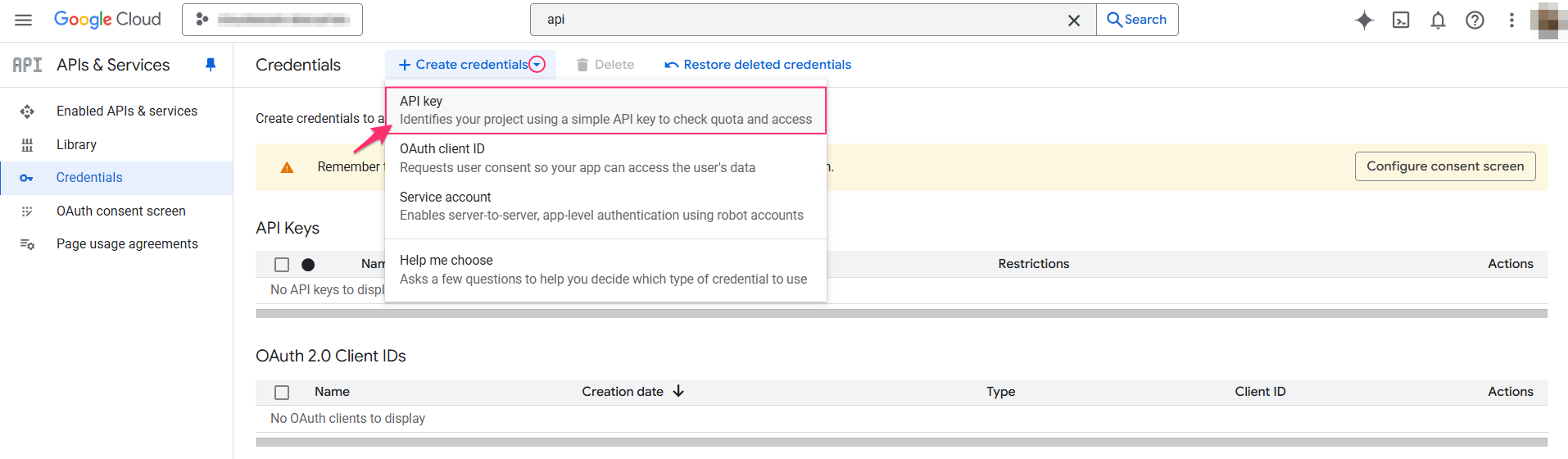 Generic webhook for incidents - Create an API Key - create API key.png