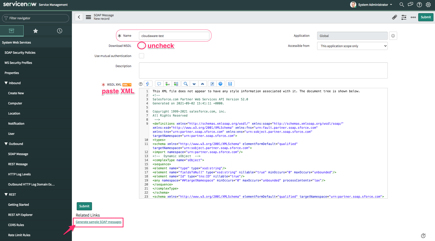 ServiceNow - ServiceNow guide - SOAP message form.png