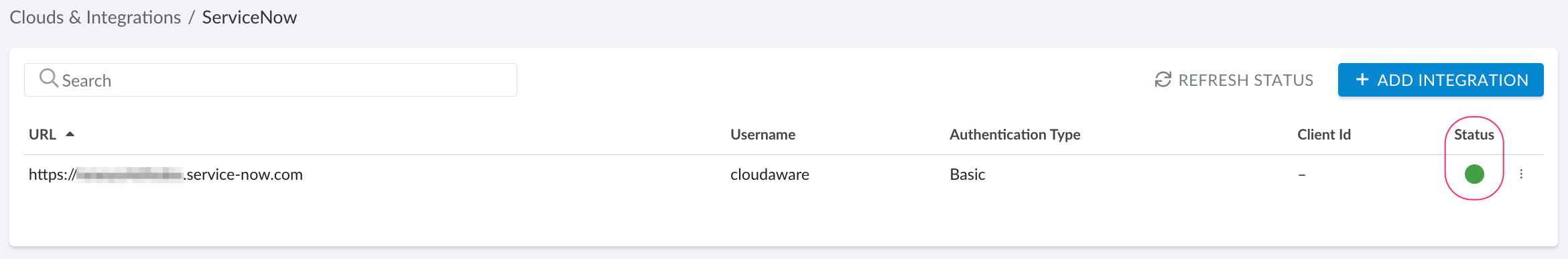 ServiceNow - ServiceNow guide - integration status.png