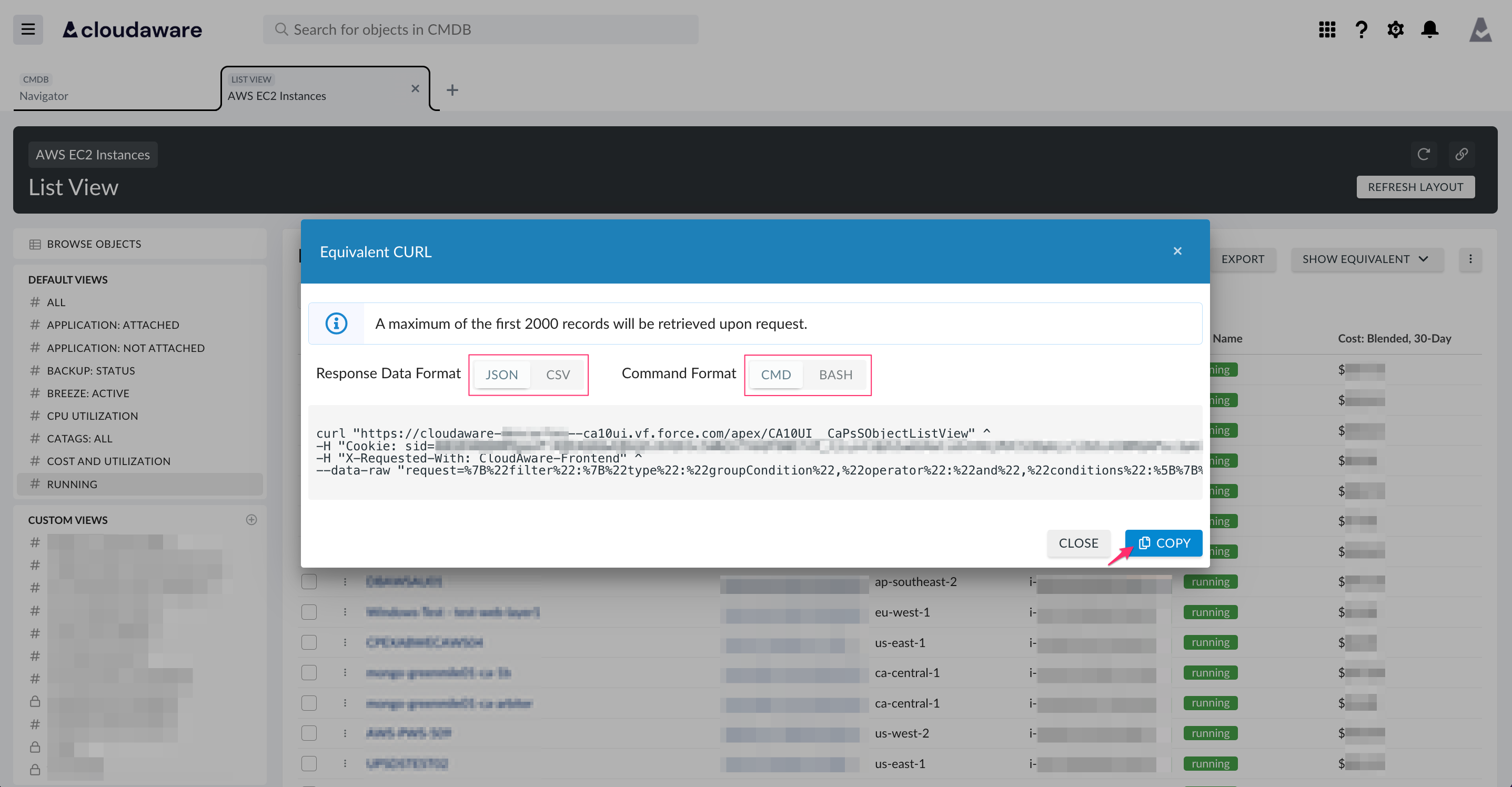 CMDB - Export data from list view - Copy CURL.png