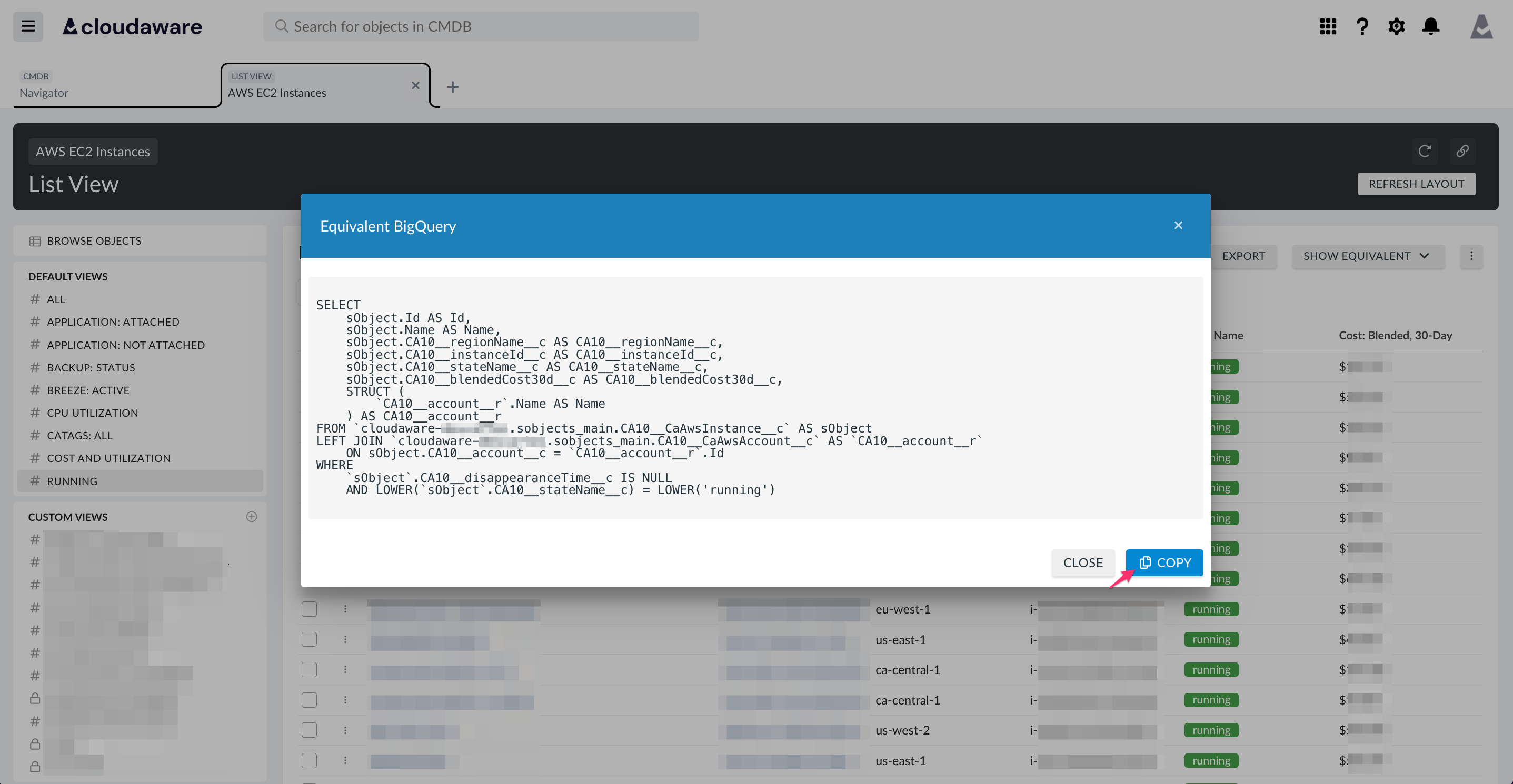 CMDB - Export data from list view - Copy Google BQ.png