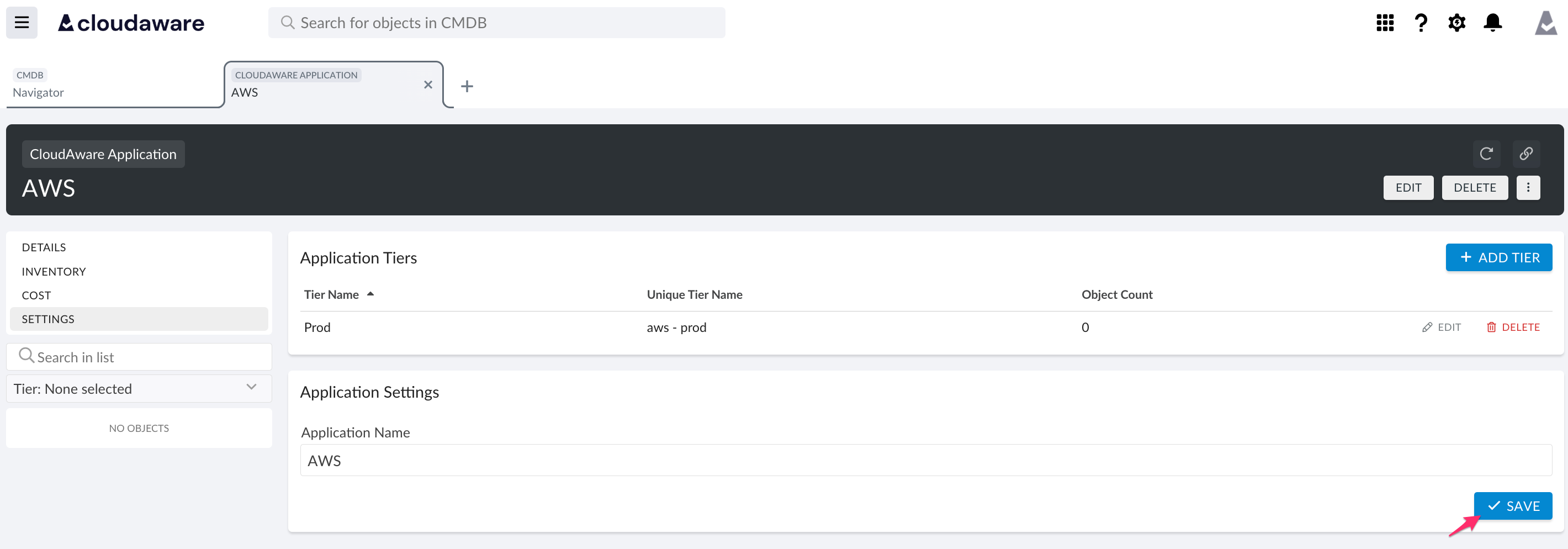 Cloudaware Applications - overview - save application.png