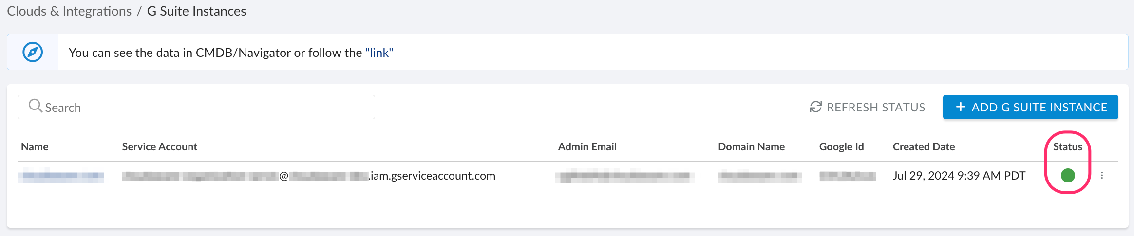 Google Workspace - setup in Cloudaware - CMDB - G-Suite integration status.png