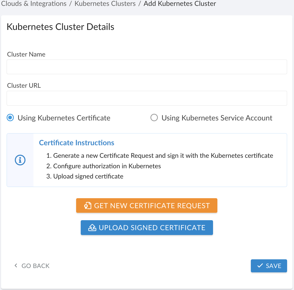 Kubernetes cluster - Kubernetes integration details.png