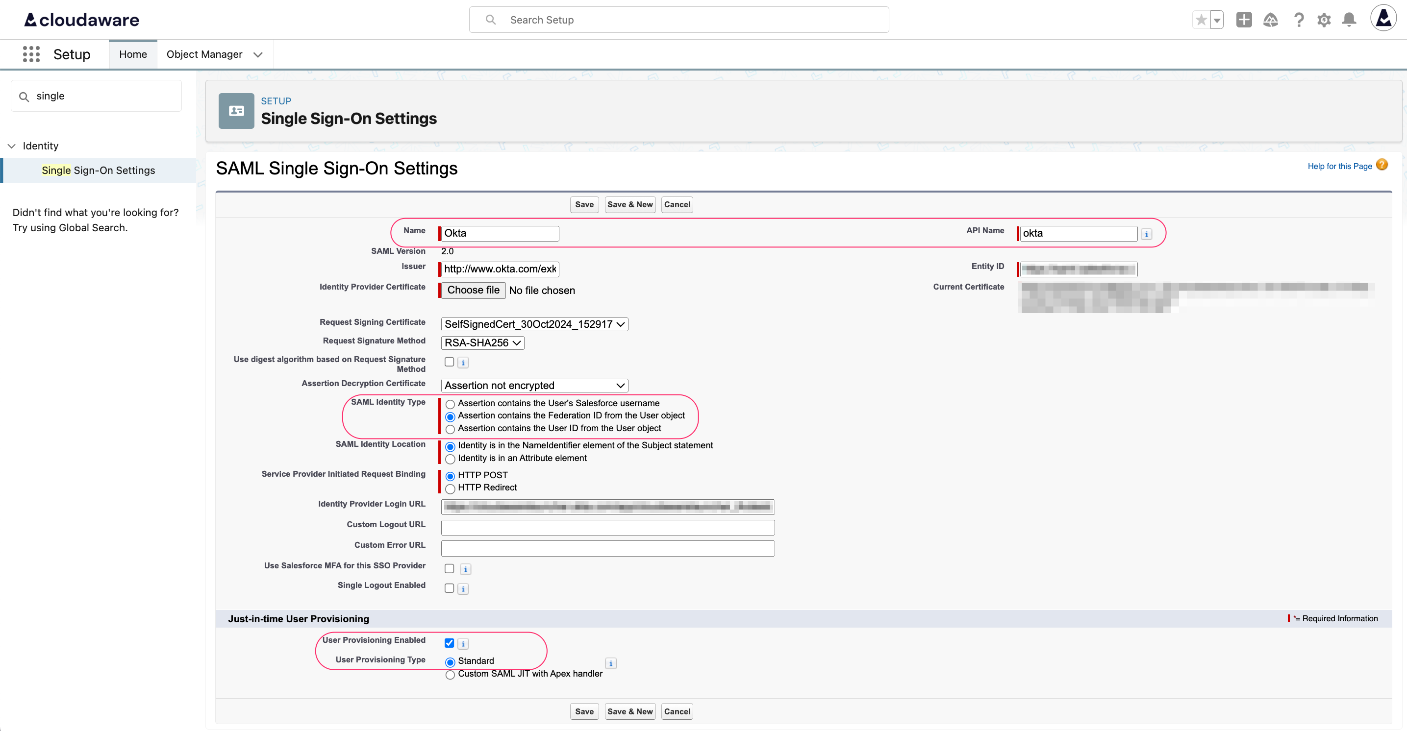 Okta SSO - setup in Cloudaware - SAML Single Sign-On Settings.png