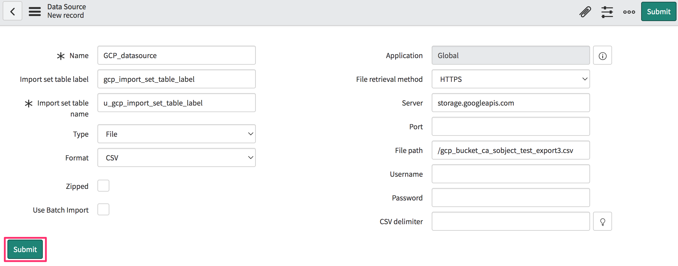 Cloudaware CMDB data import to ServiceNow using Google BQ - create data source.png