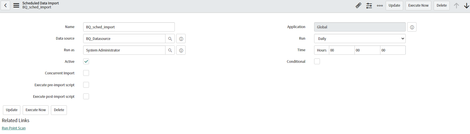 Cloudaware CMDB data import to ServiceNow using Google BQ - schedule data import.png