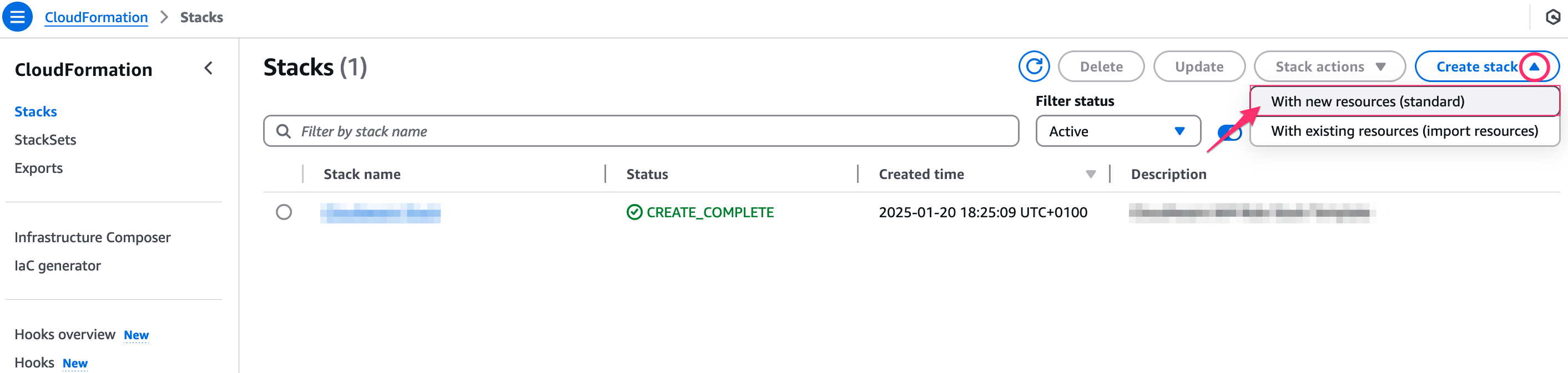 AWS Start Guide - using IAM role - AWS console - create stack with new resources.png