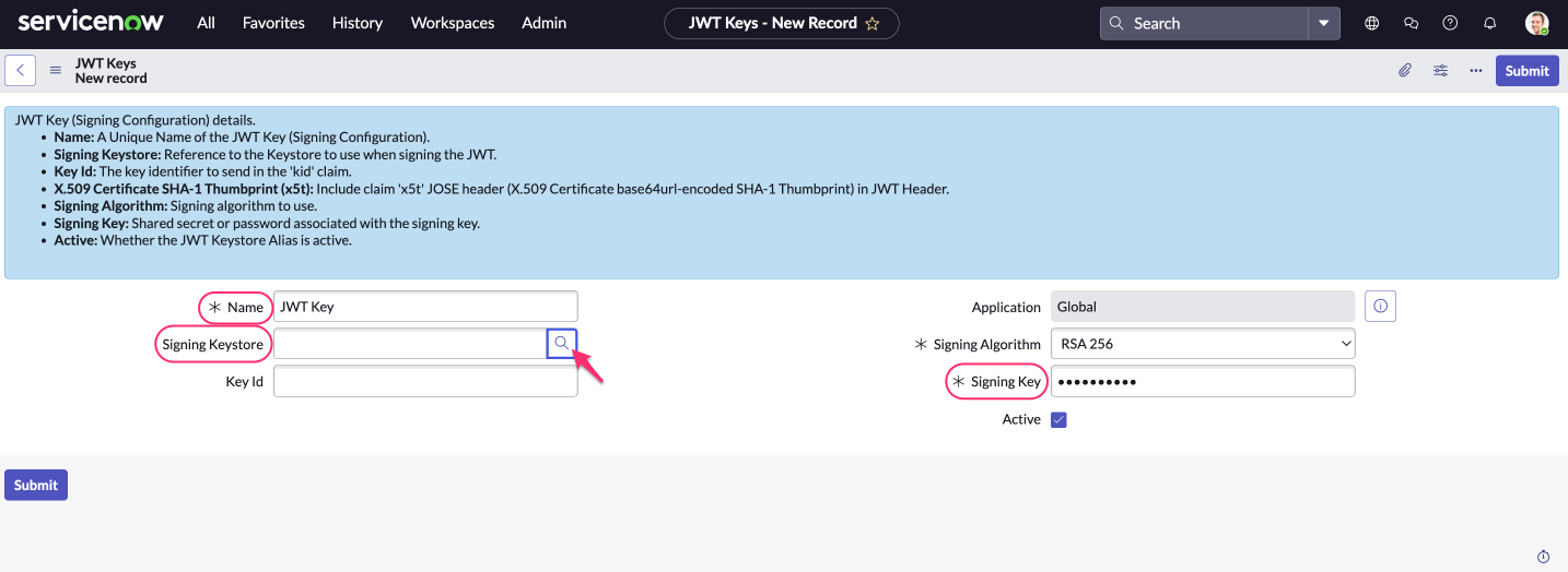 Cloudaware app in ServiceNow - SNow-to-Google - JWT key details.png