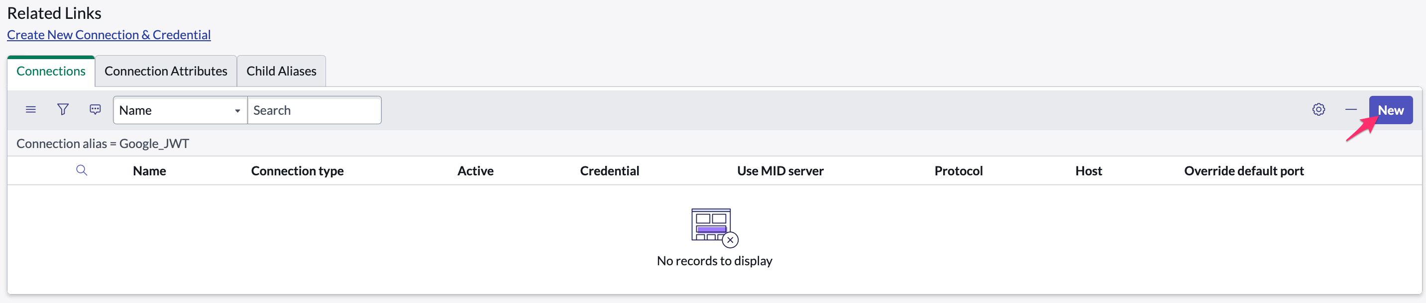 Cloudaware app in ServiceNow - SNow-to-Google - connections - https connection.png