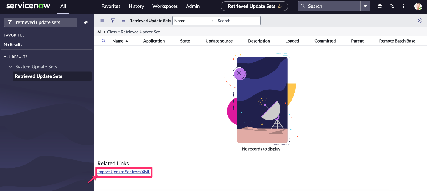 Cloudaware app in ServiceNow - install the app - import update set from XML.png