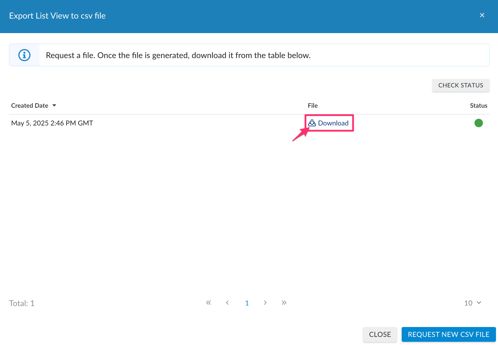 CMDB - Export list views from CMDB - download the file.png