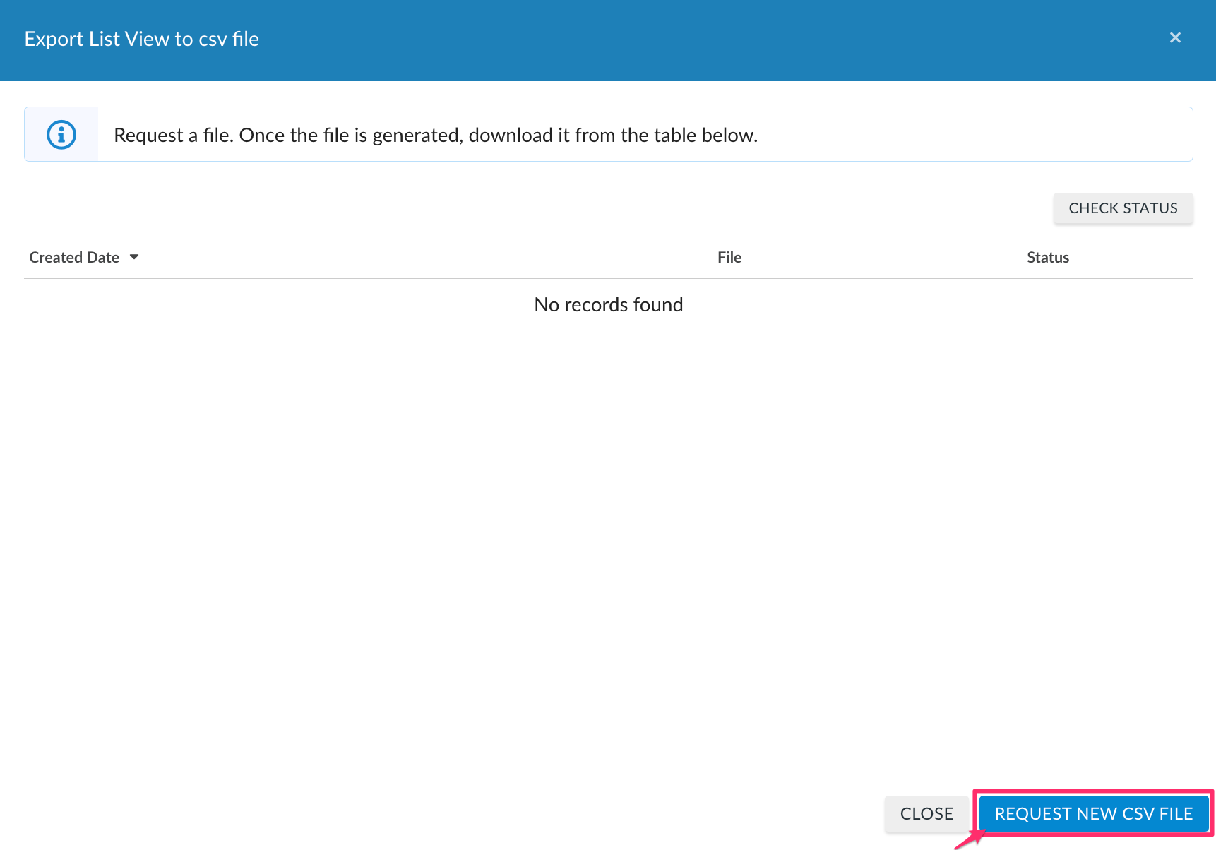 CMDB - Export list views from CMDB - request new csv file.png