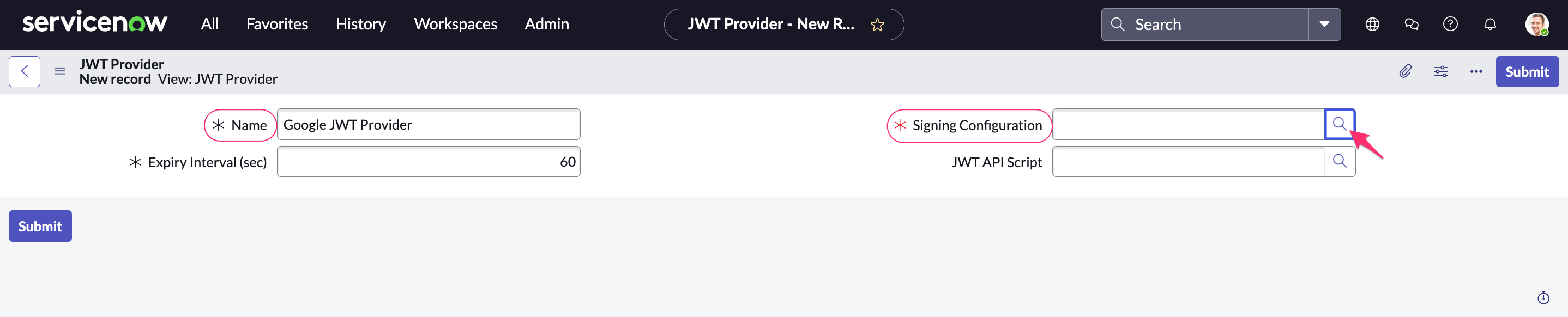 Cloudaware CMDB App for ServiceNow - SNow-to-Google - JWT provider details.png