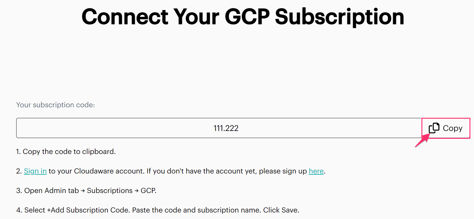 Subscribing to Cloudaware - Google Marketplace - copy the subscribtion code.png