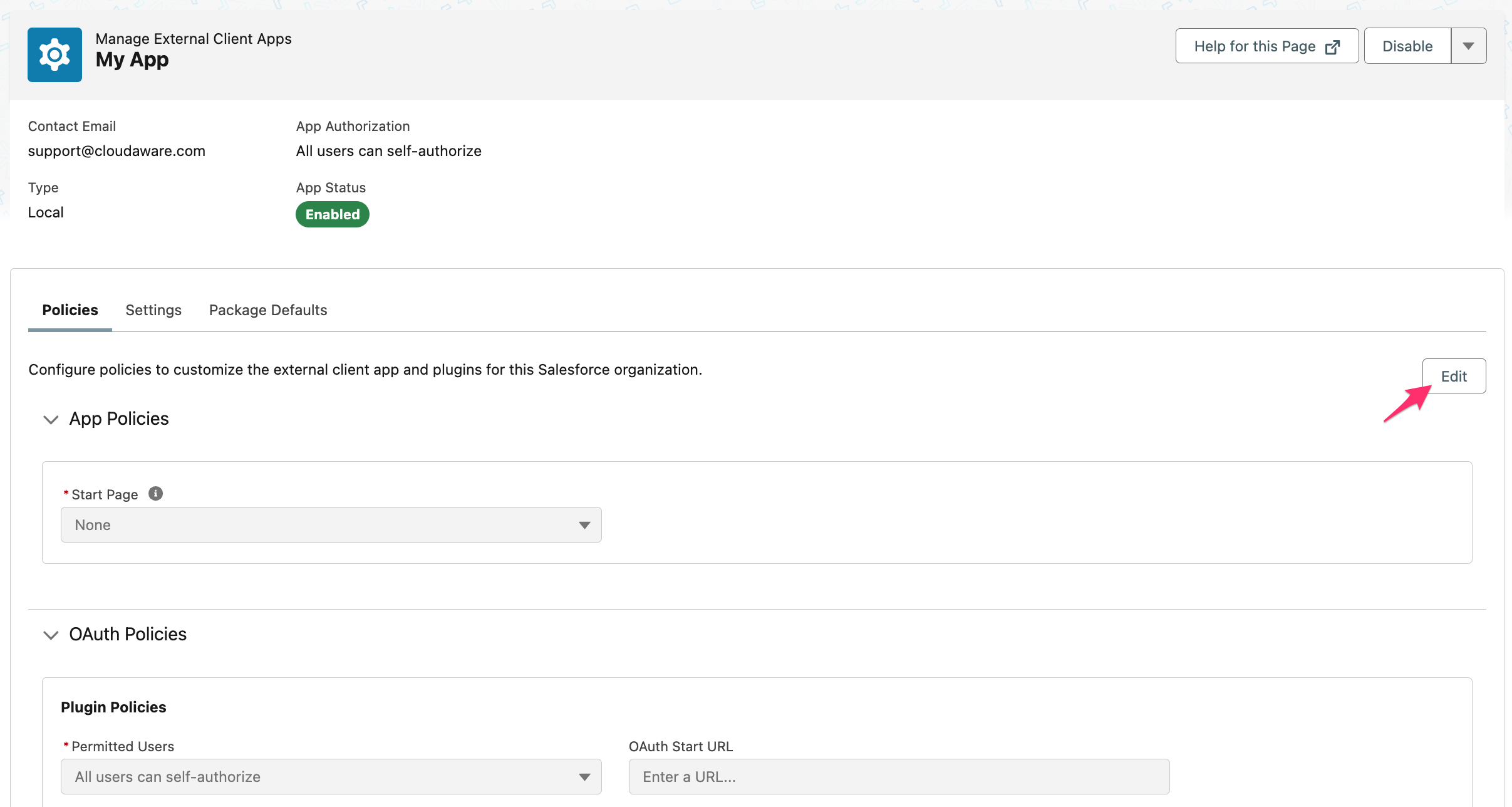 CMDB - External Client App - check the app status and edit policies.png