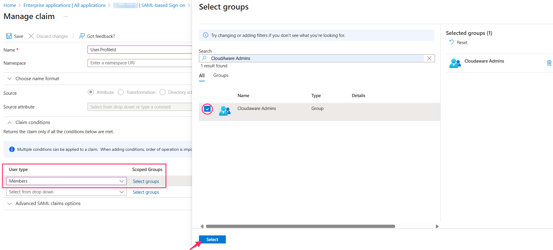 Azure Entra ID SSO - setup in Azure - additional claims - User.ProfileId.png