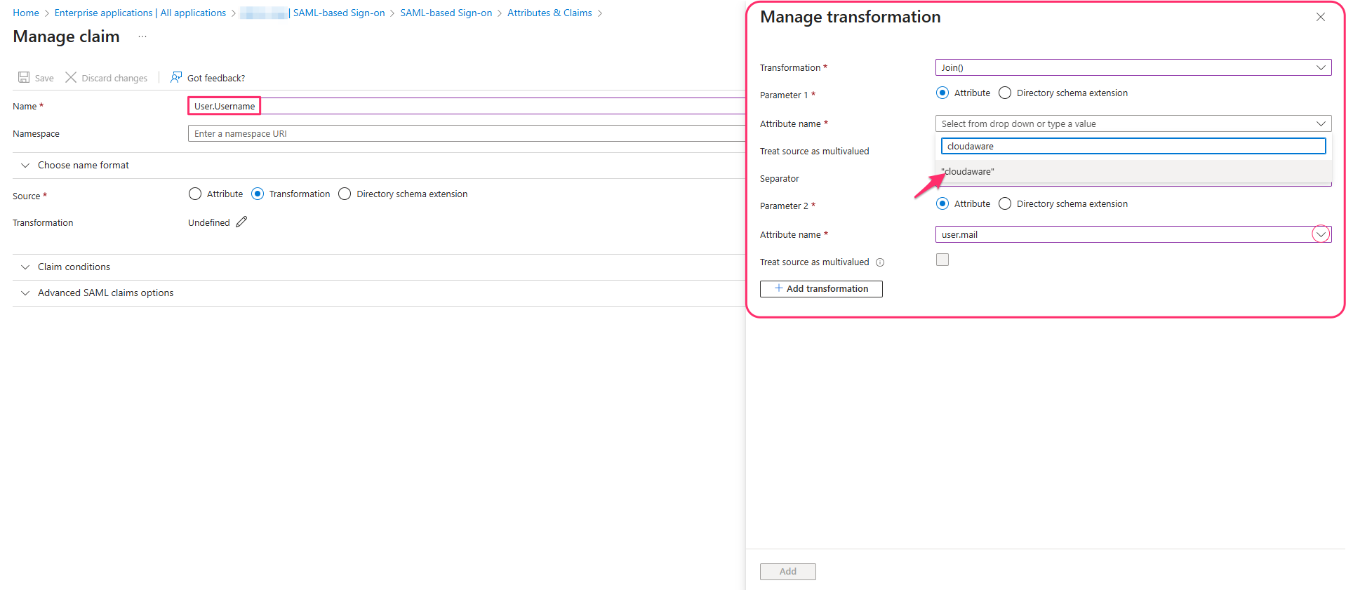 Azure Entra ID SSO - setup in Azure - additional claims - User.Username.png