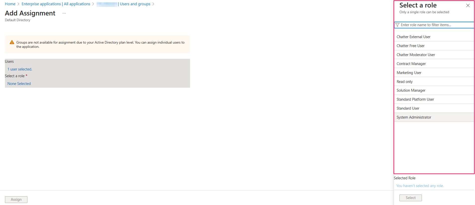 Azure Entra ID SSO - setup in Azure - assign users or groups - select a role.png