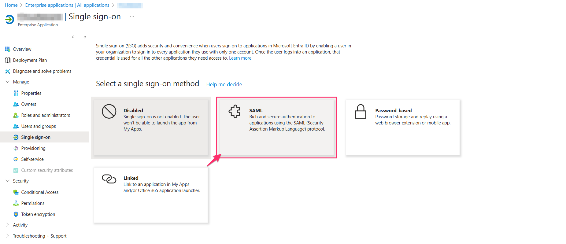 Azure Entra ID SSO - setup in Azure - select SAML.png