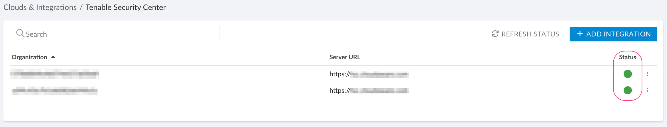 Tenable Security Center - integration status.png