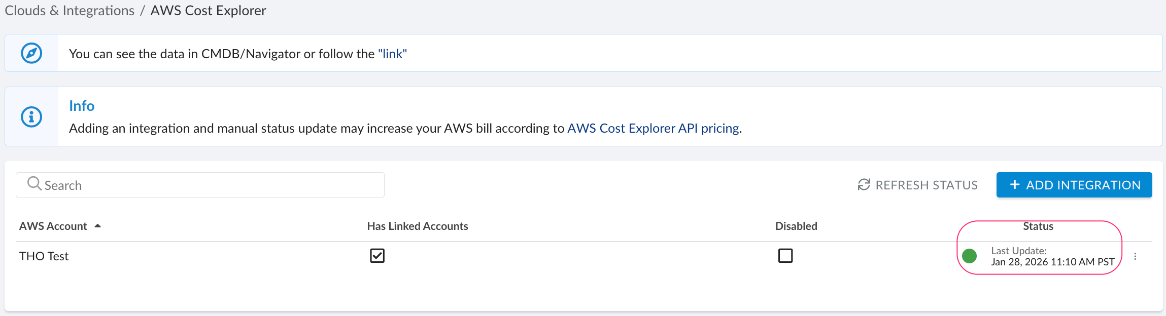 AWS Cost Explorer - integration status.png